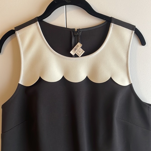 J.Crew Black and White Scalloped Dress Size 2 - Picture 2 of 3